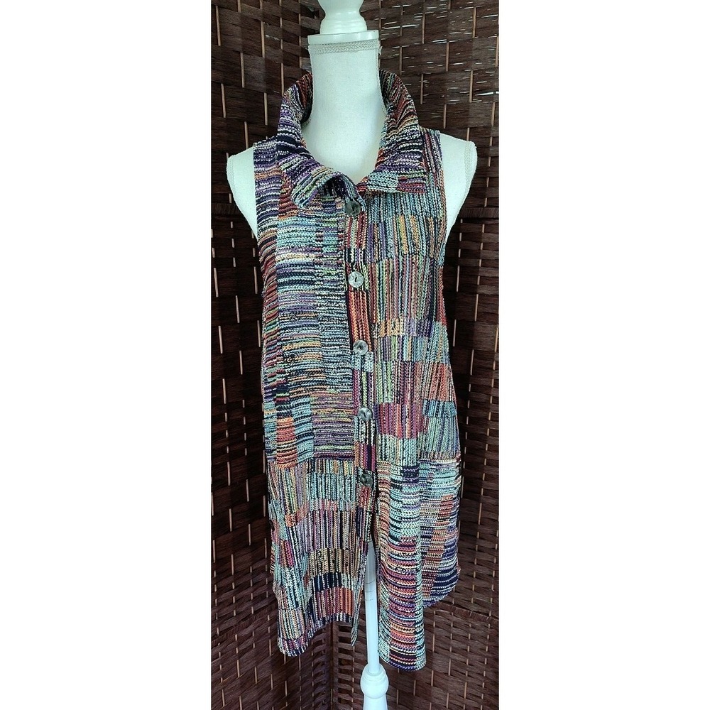Damee Sleeveless Tunic Top Size Small Bold Colorful Geometric Artsy Boho Resort